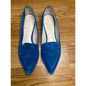Sole Society Cammila Poseidon Kid Suede Blue Slip on Shoe Size 5